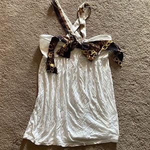 Express white top with scarf bow detail